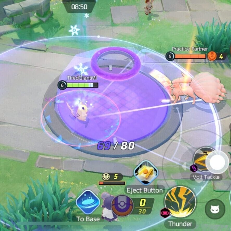 Pikachu targeting an alolan nineties with a sure hit move.